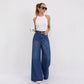Vireous High-Waist Floor-Length Flared Fashion Jeans, Plus Sizes