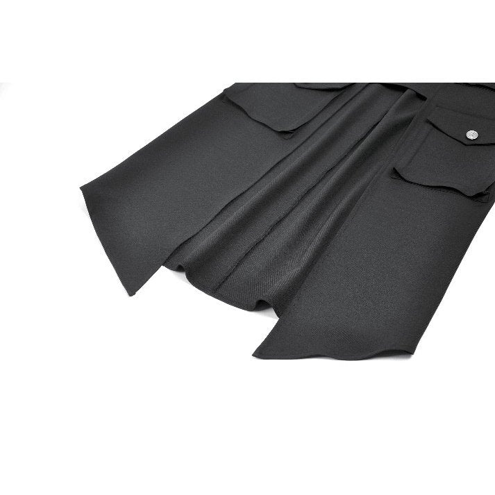 Dark in Love Punk Layered-Pocket Cutout Belted Long Skirt
