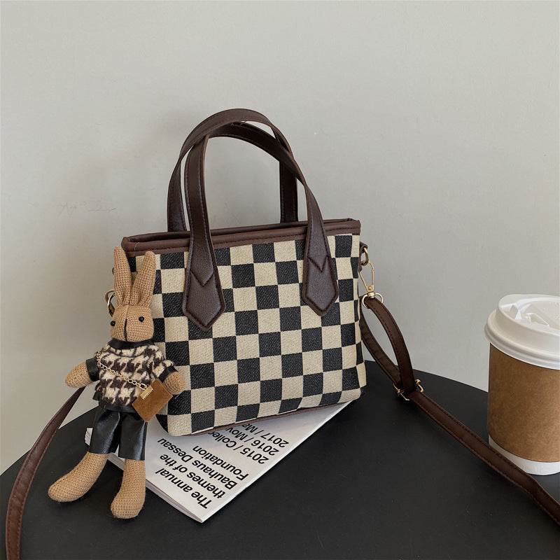 Houndstooth or Checkerboard Fashion Plaid Shoulder Handbag