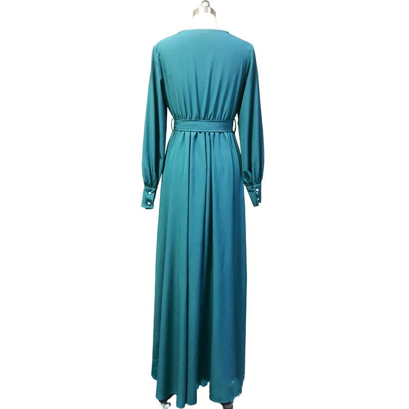 Vireous Long Sleeve Elegant Crossover 'Celtic' Long Dress