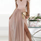 Vireous Long Elegant Greek-Style Pleated Dress, Bridesmaid Dress