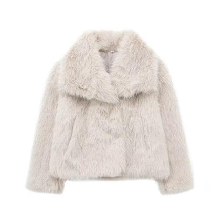 Thick Winter Plush Women's Fashion Bolero Jacket, Large Lapel