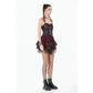 Dark in Love Red-Black Plaid Leather-Layered Punk Sweetcore Dress