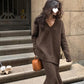 Relaxed Style Two-Piece Women's Wool Sweater and Skirt Suit