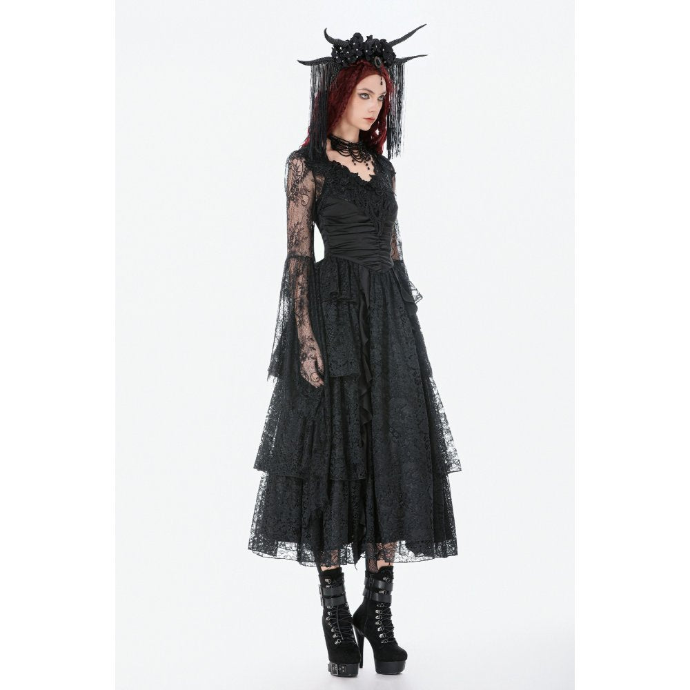 Dark In Love Gothic Lace Bell-Sleeve Cape