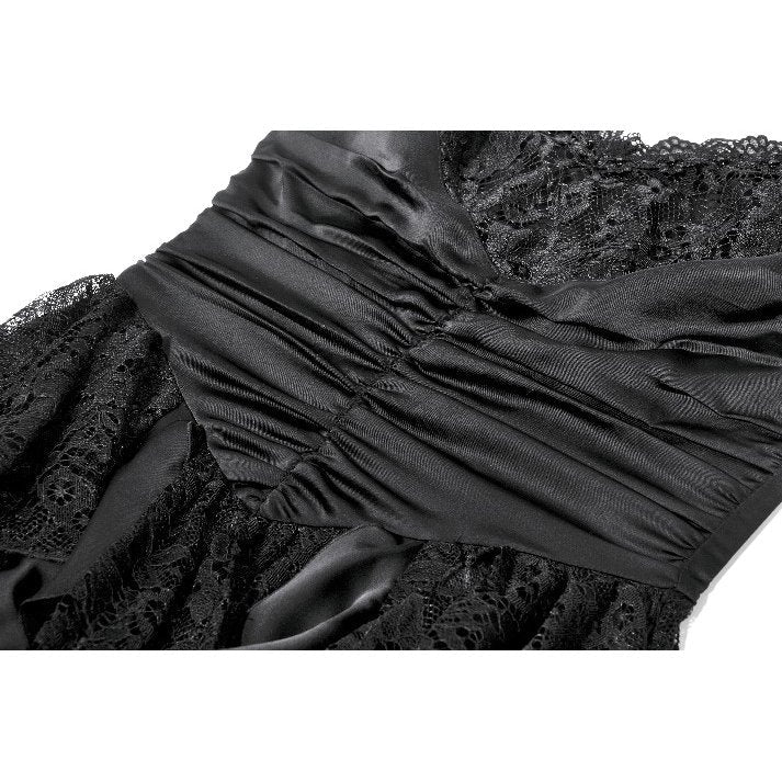 Dark in Love Gothic Satin Lace Tiered Dress