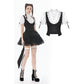 Dark in Love Court-Style Black and White Lace Blouse