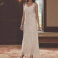 Sequined Scallop Neck Dress with Long-Sleeve Jacket, Chiffon Bride's Mom Dress