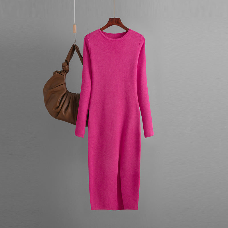 Vireous Daily Business Wear Long Sleeve Skinny Knit Dress