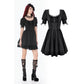 Dark in Love Gothic Lace Square-Neck Puff-Sleeve Dress