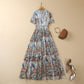 Vireous Short Sleeve Abstract Print Long Dress, Spring and Summer Collection