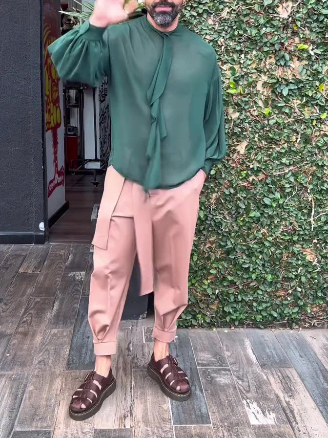 Men's Elegant Ruffled Avant Garde Long Sleeve Shirt