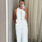 Vireous Round-Neck Sleeveless Vest Summer Fashion Casual Pantsuit