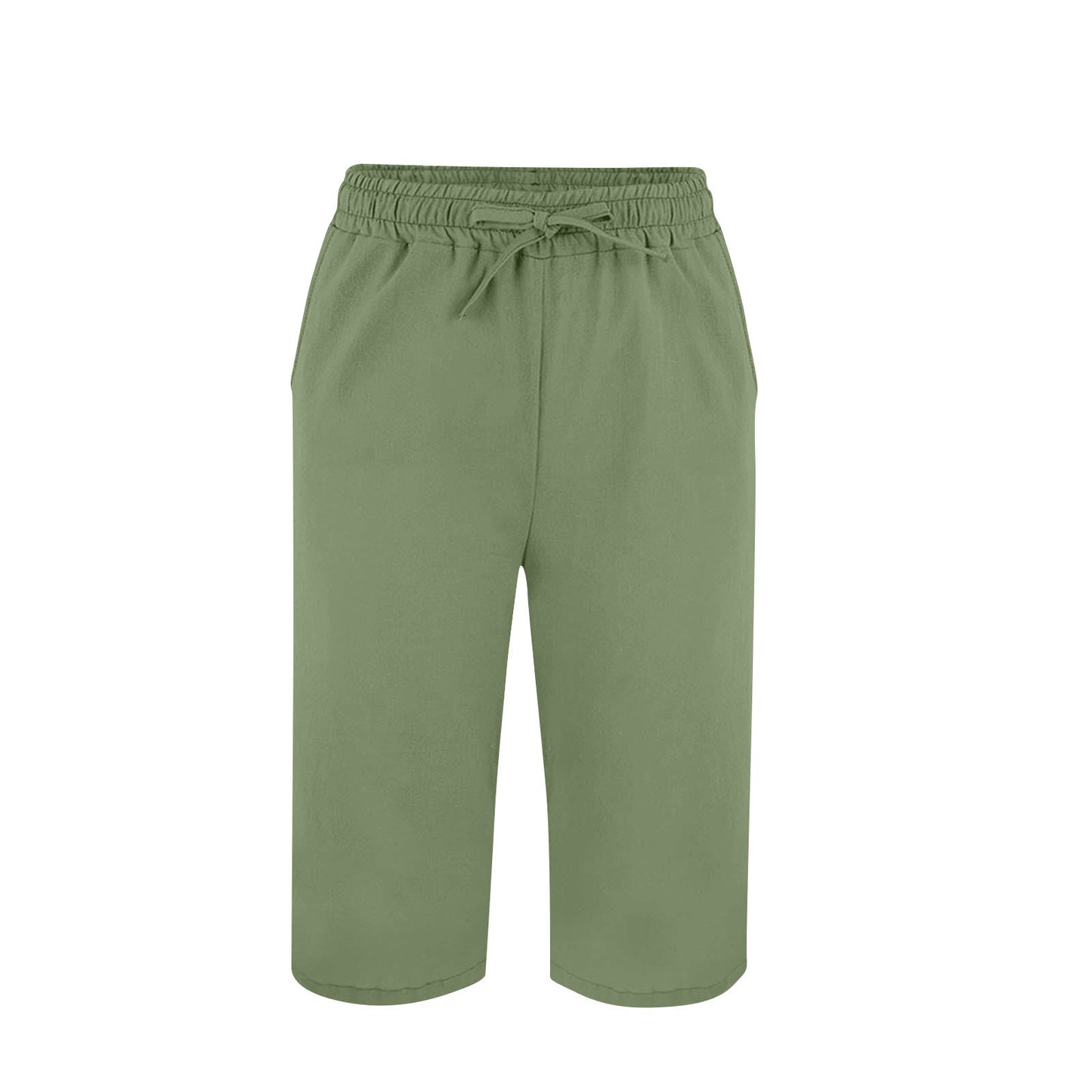 Women's Split Mid-Length Capri Shorts, Summer Casual Elastic Waist, Plus Sizes