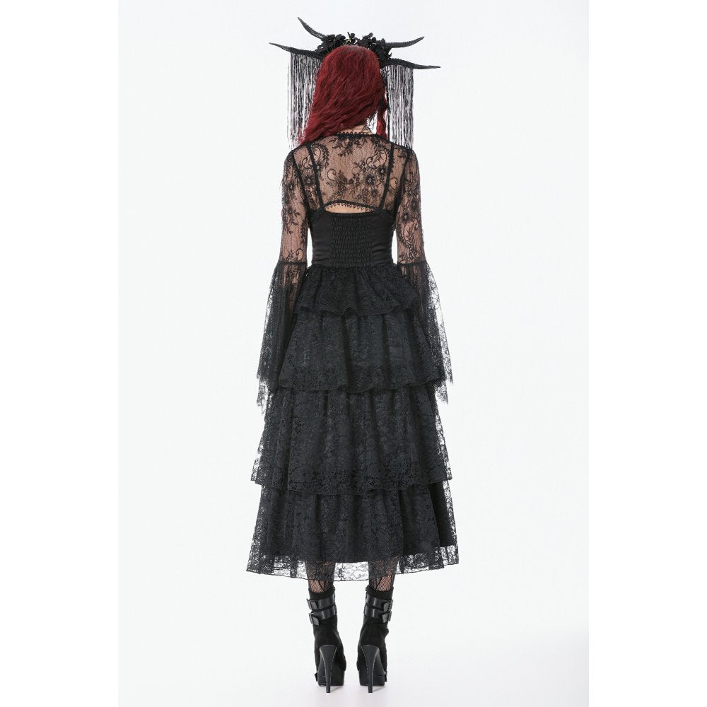 Dark In Love Gothic Lace Bell-Sleeve Cape
