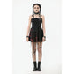 Dark in Love Nyssa Black and Red Strap Detail Goth Mini Dress