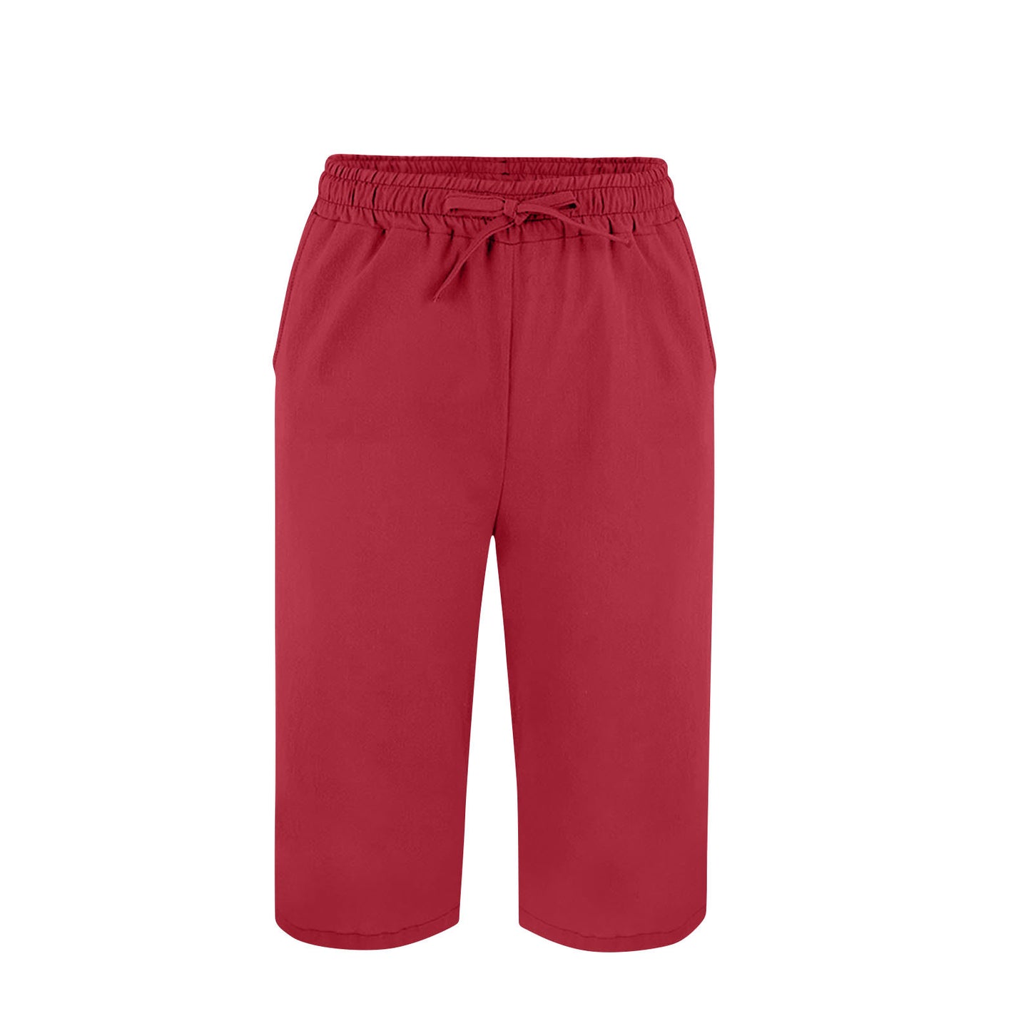 Women's Split Mid-Length Capri Shorts, Summer Casual Elastic Waist, Plus Sizes
