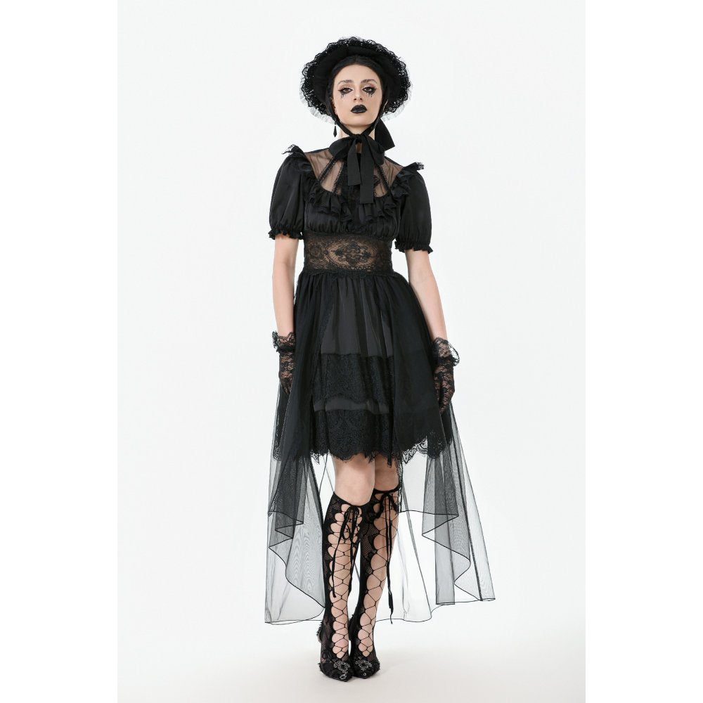 Dark in Love Evangeline Lace-Trimmed Goth Sun Hat
