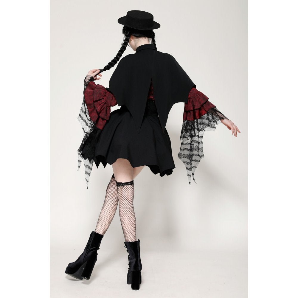 Dark in Love Camazotz Vampire Bat-Shaped Capelet in Black and Blood Red