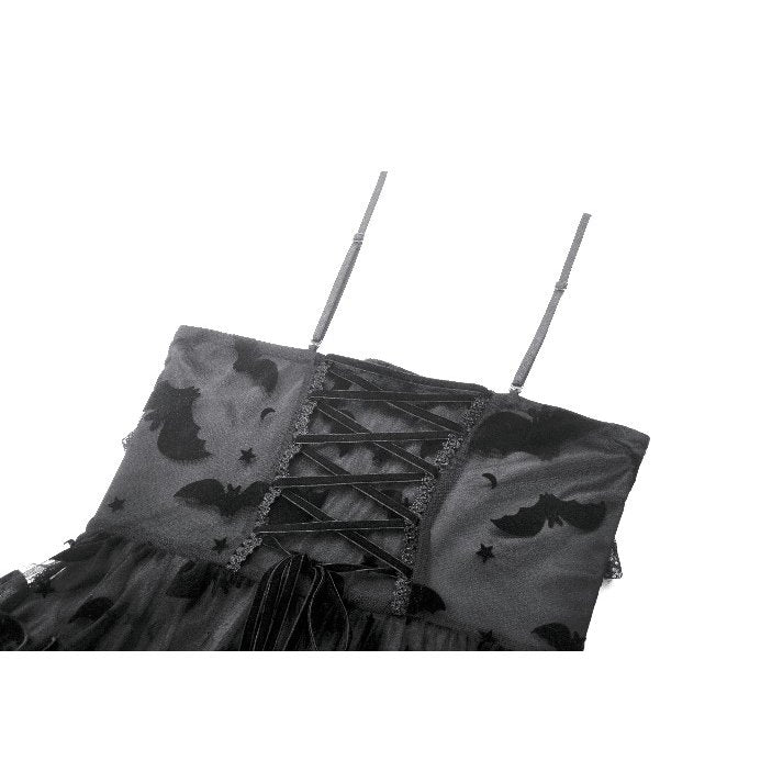 Dark in Love Morwenna Bat Mesh Layered Goth Mini Dress