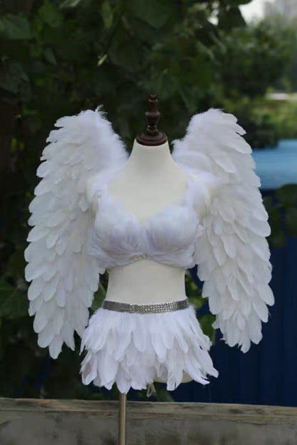 Performance and Show Feather Wings, Bra and Skirt Set