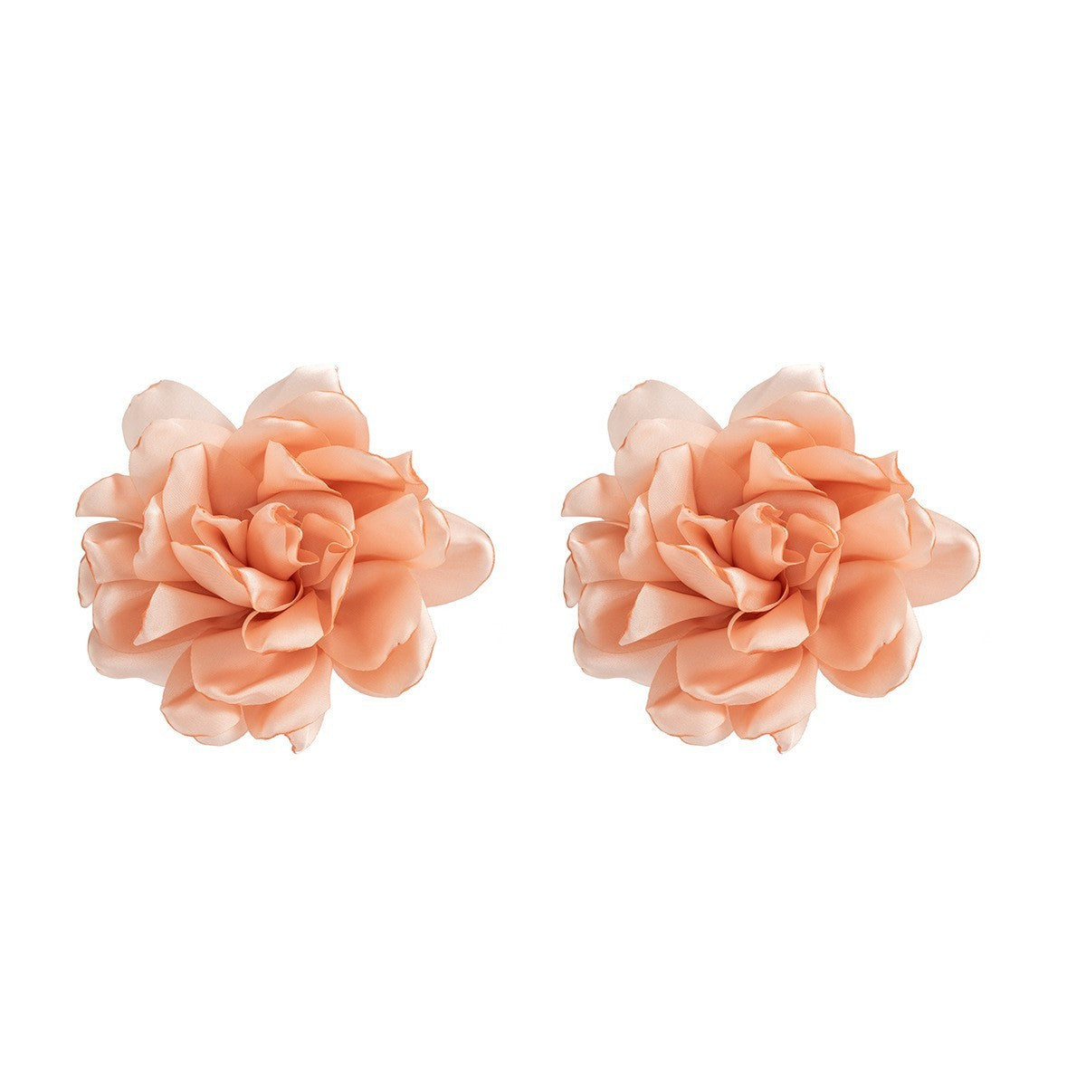 Exaggerated Fabric Design, Large Flower Stud Earrings