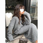 Relaxed Style Two-Piece Women's Wool Sweater and Skirt Suit