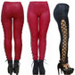 Punk-Style Faux Leather, Patent Leather Matte Cropped Pants