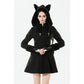 Dark in Love Cat-Ear Faux Fur-Trim Gothic Hooded Coat