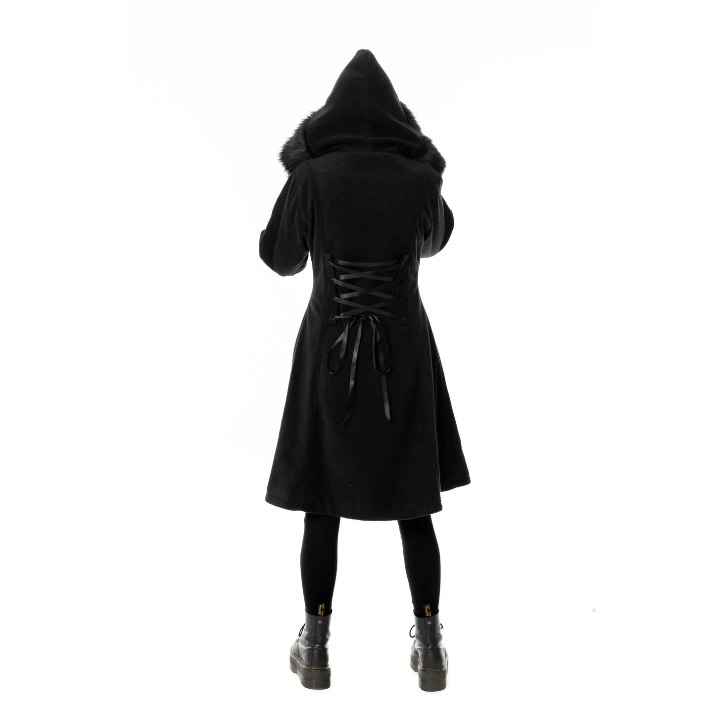 Poizen Industries Eirwen Fur-Trimmed Coat in Black