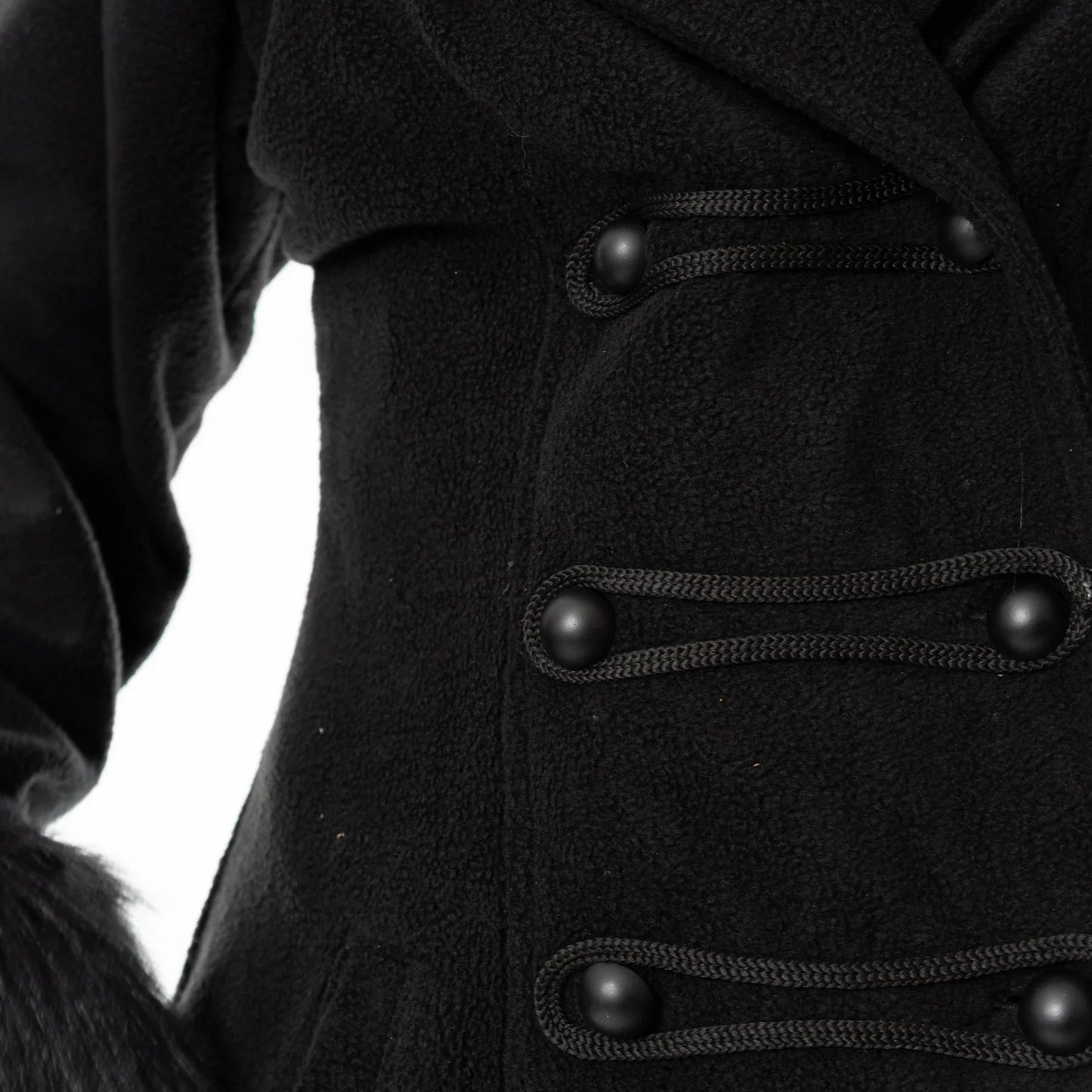 Poizen Industries Eirwen Fur-Trimmed Coat in Black