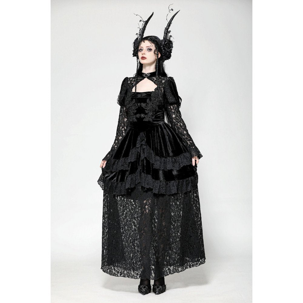 Dark in Love Onyx Romantic Gothic Velvet Lace Princess Gown