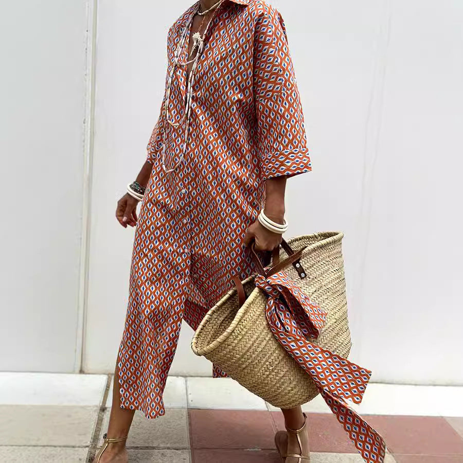 Vireous Women's Summer Striped Shirt Dress with Belt