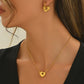 Gold-Plated Hollow Heart Jewellery Set, Mirror Polish Hypoallergenic with Adjustable Chain