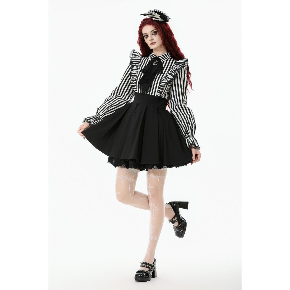 Dark in Love Striped Ruffle Victorian-Inspired Lolita Dress