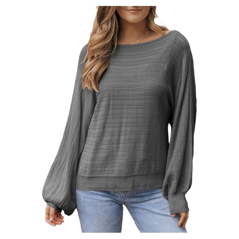 Vireous Textured Lantern Sleeve Women's Sweater