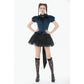 Dark in Love Gothic Academy-Striped Puff-Sleeve Blouse
