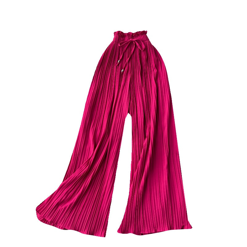 Vireous Women's Slim-Fit Draped Effect Wide Leg Pleated Pants