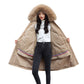 Women's Big Faux Fur Feature-Collar Padded Raincoat