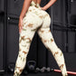 Seamless Peach Design Yoga Trousers, Tie-Dye High Waist Hip-Lift Leggings