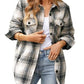 Women's Oversized Check Button Shirt Jacket