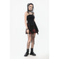 Dark in Love Nyssa Black and Red Strap Detail Goth Mini Dress