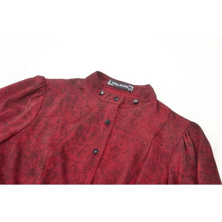 Dark in Love Vampiretta Red Distressed-Effect Frilly Blouse