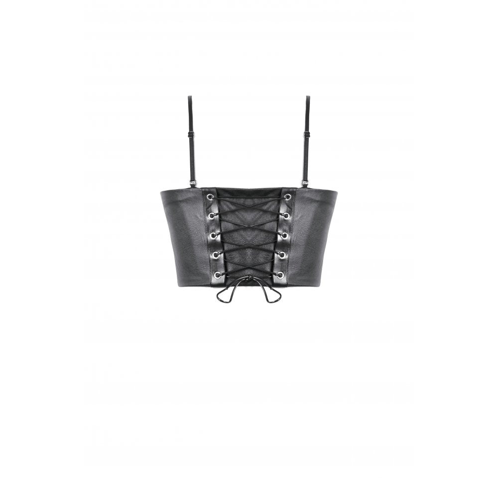 Dark in Love Ravena Buckled Faux Leather Corset Top