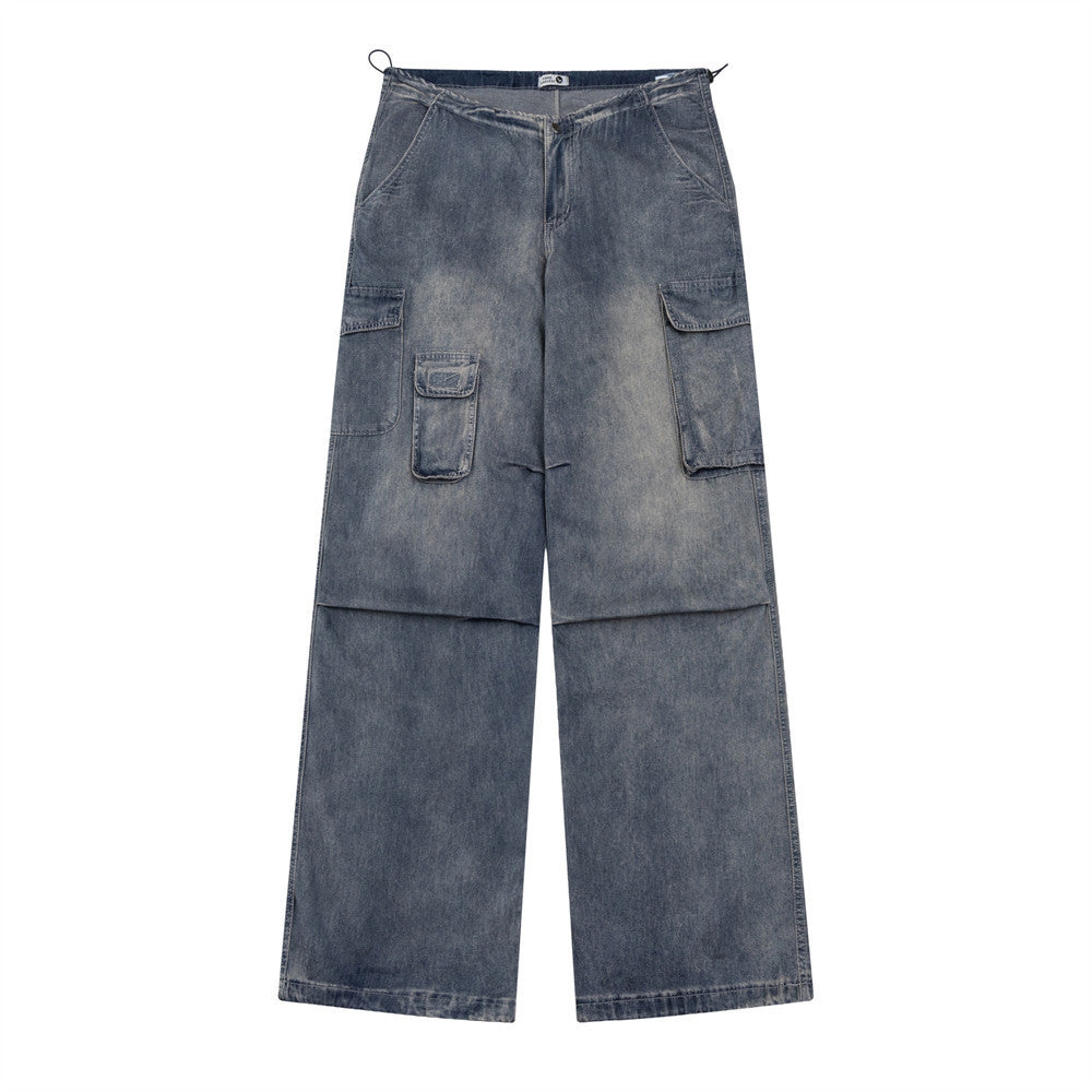 Multi-Pocket Straight-Leg Men's Cargo Jeans
