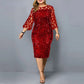 Vireous Elegant Sequin Long Flowing Sleeve Party Dress
