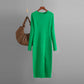 Vireous Daily Business Wear Long Sleeve Skinny Knit Dress