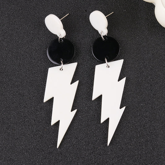 Fashion Colour-Contrast Lightning Strike Acrylic Earrings