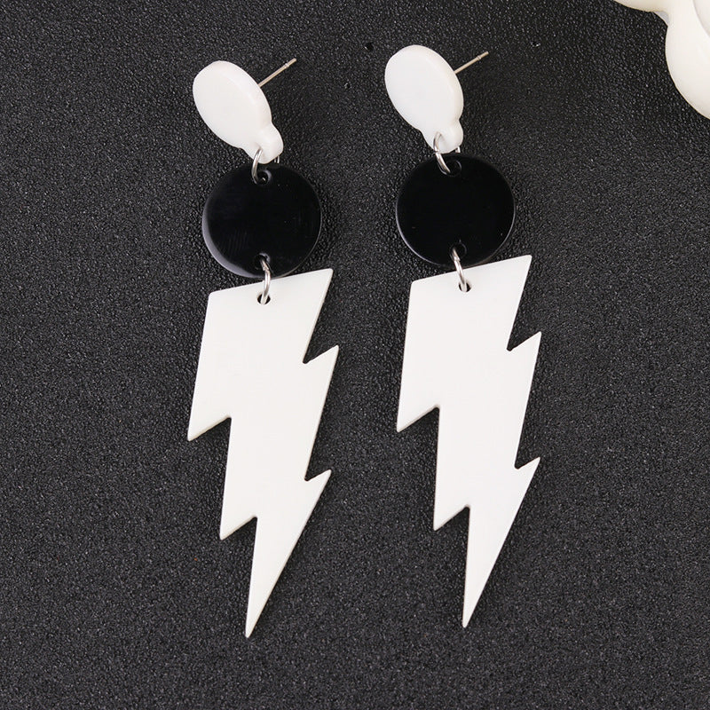 Fashion Colour-Contrast Lightning Strike Acrylic Earrings