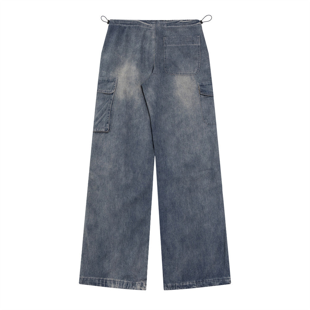 Multi-Pocket Straight-Leg Men's Cargo Jeans